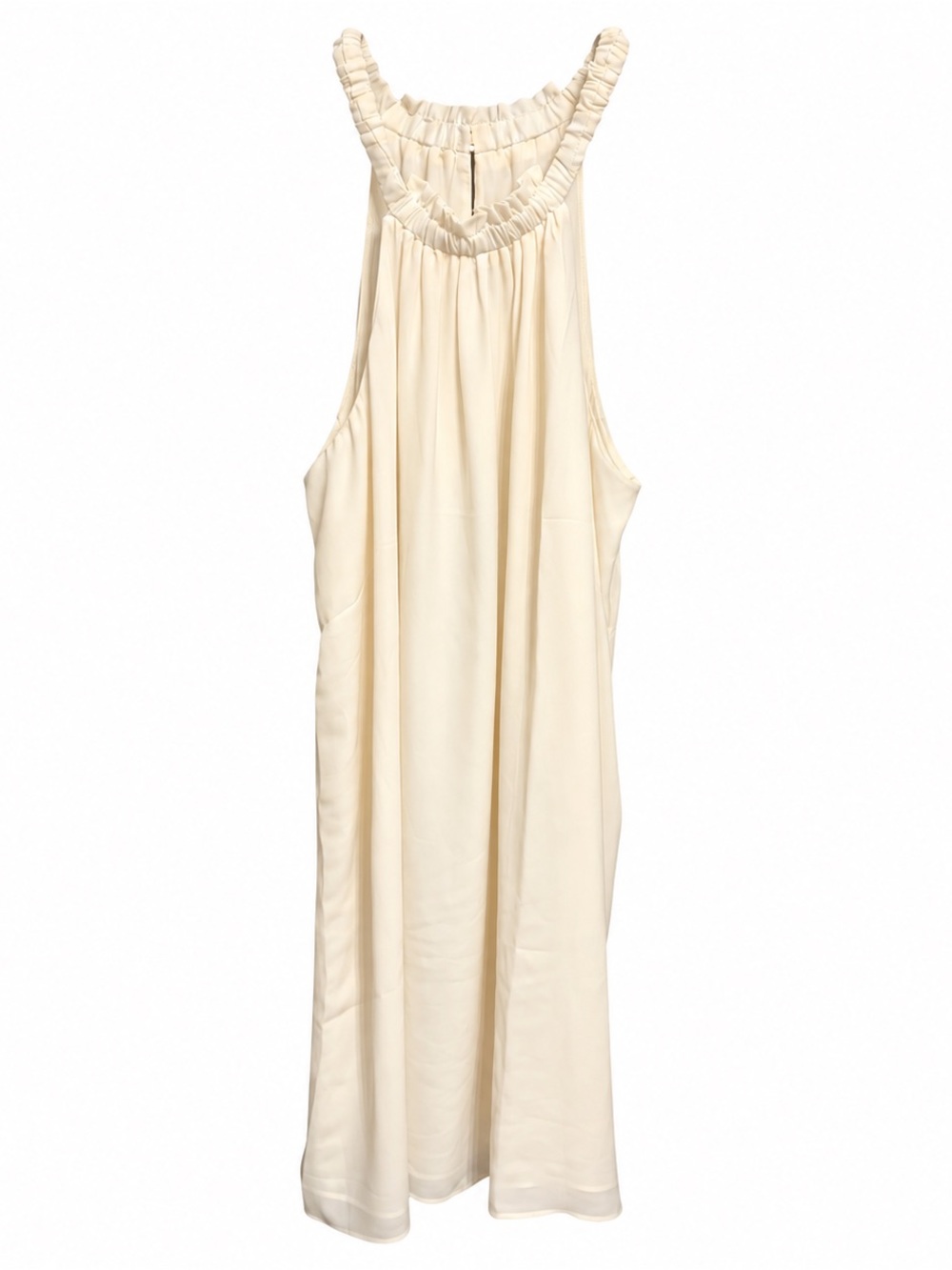 NWT Revolve Krisa Ruched Ruffle Shift Dress Ivory Cream Large - Picture 3 of 5